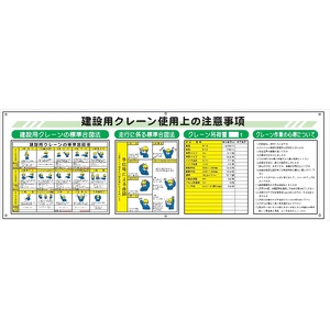 建設機械関連標識 【建設用クレーン使用上の注意事項】WL3  600×1800mm