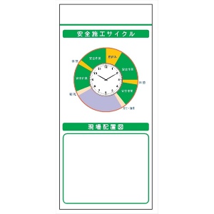 安全掲示板 システムボード 【安全施工サイクル（時計）・現場配置図】 SYS-104 2000ｘ900mm