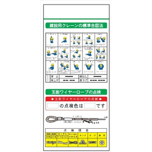 安全掲示板 システムボード 【クレーン標準合図法・玉掛ワイヤーロープの点検】 SYS-107 2000mm×900mm