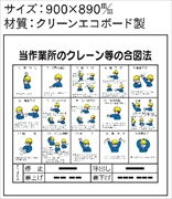 安全掲示板 パーツ　コンパネ用 【クレーン等の合図法】 パーツ13 900mm×890mm