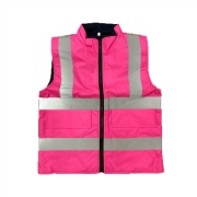 安全ベスト ベストジャケット ピンク 反射 Sサイズ 裏地フリース生地 Vest Jacket