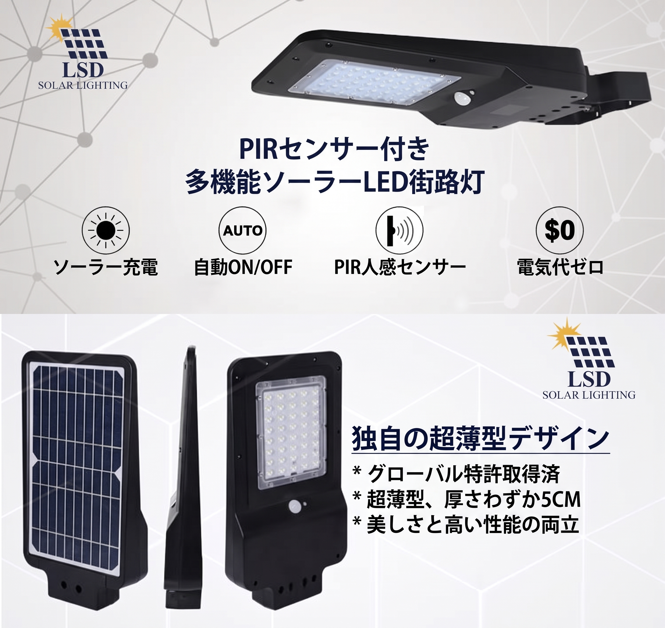センサーライト ソーラー充電式 15w