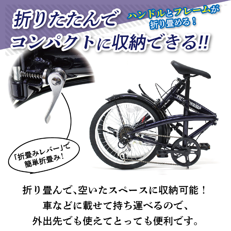 FIELD CHAMP 20インチ6段折畳み自転車BL MG-FCP206BL