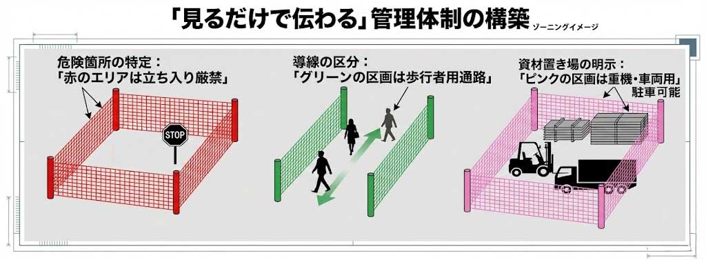 色による視覚的区画分けのイメージ