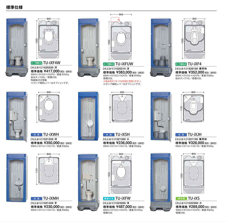 現場用仮設トイレイクスシリーズ